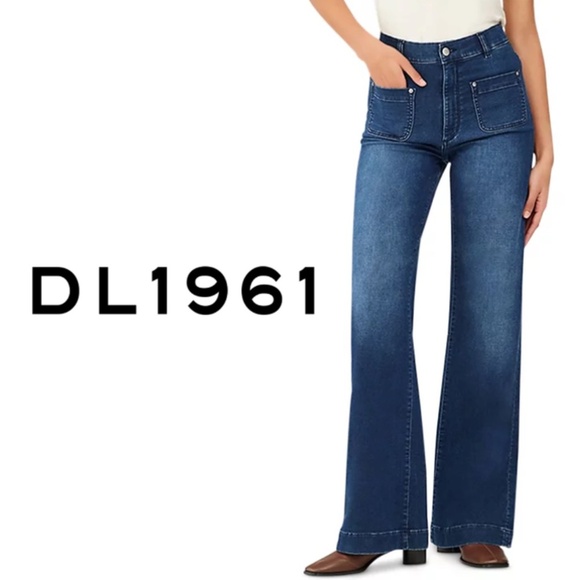 DL1961 NWT Hepburn High-Rise Wide-Leg Vintage Jeans – “Blue Tide” – Size 29 - Picture 1 of 15